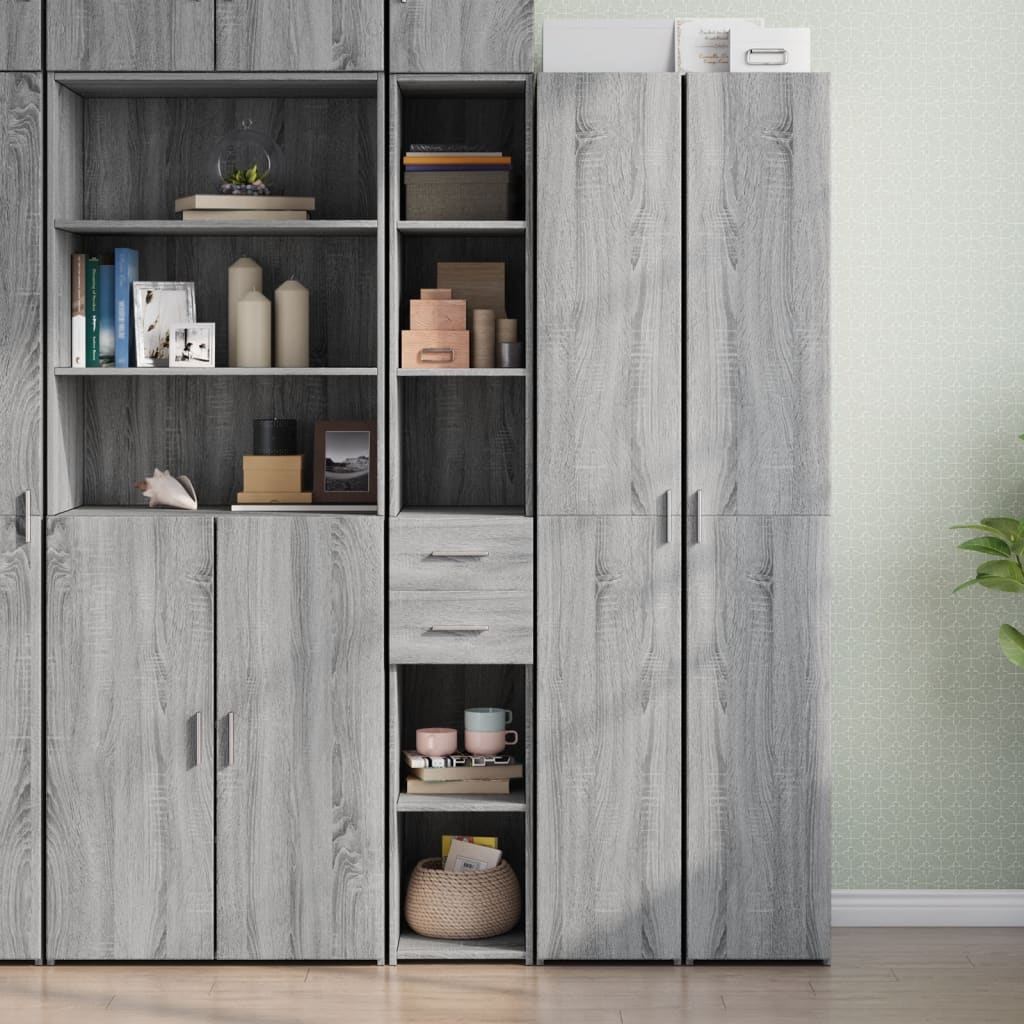 Hoge kast 30x42,5x185 cm bewerkt hout grijs sonoma eikenkleur is nu te koop bij PeponiXL, paradijselijk wonen!