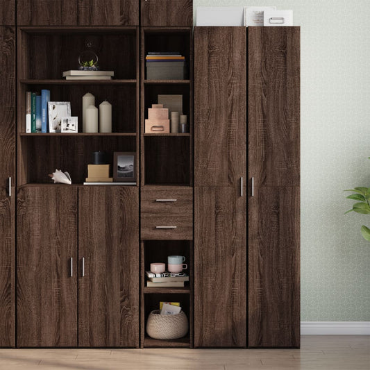 Hoge kast 30x42,5x185 cm bewerkt hout bruin eikenkleurig is nu te koop bij PeponiXL, paradijselijk wonen!