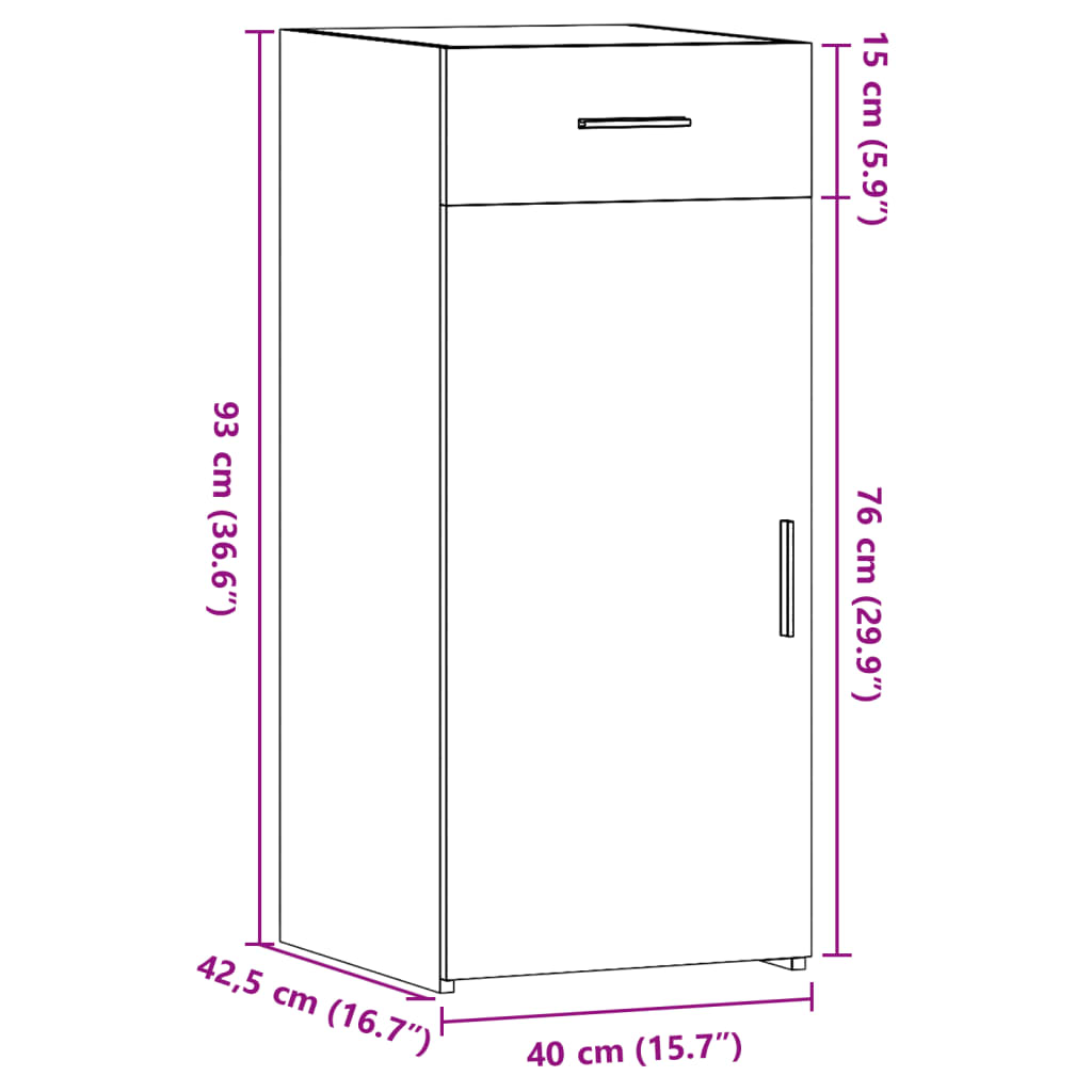 Dressoir 40x42,5x93 cm bewerkt hout sonoma eikenkleurig is nu te koop bij PeponiXL, paradijselijk wonen!