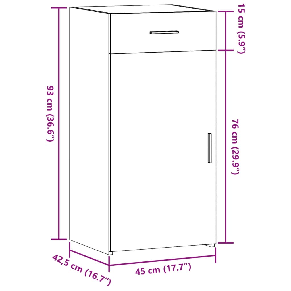 Dressoir 45x42,5x93 cm bewerkt hout betongrijs is nu te koop bij PeponiXL, paradijselijk wonen!