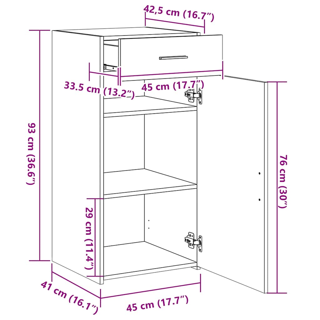Dressoir 45x42,5x93 cm bewerkt hout grijs sonoma eikenkleurig is nu te koop bij PeponiXL, paradijselijk wonen!