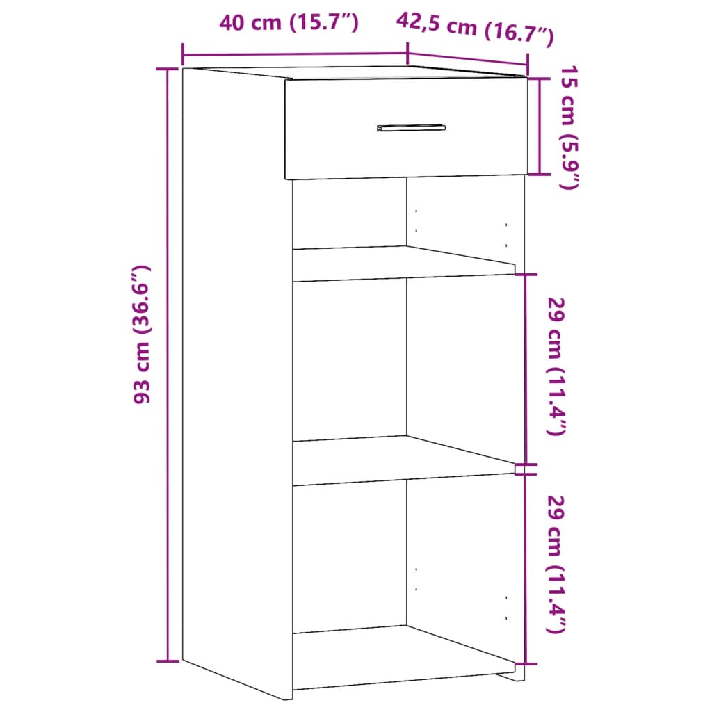 Dressoir 40x42,5x93 cm bewerkt hout sonoma eikenkleurig is nu te koop bij PeponiXL, paradijselijk wonen!