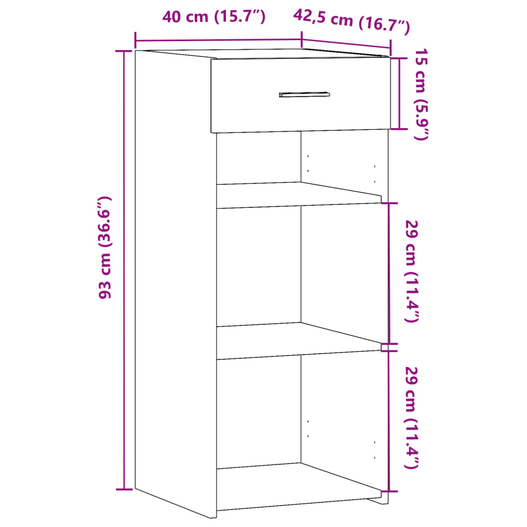 Dressoir 40x42,5x93 cm bewerkt hout grijs sonoma eikenkleur is nu te koop bij PeponiXL, paradijselijk wonen!