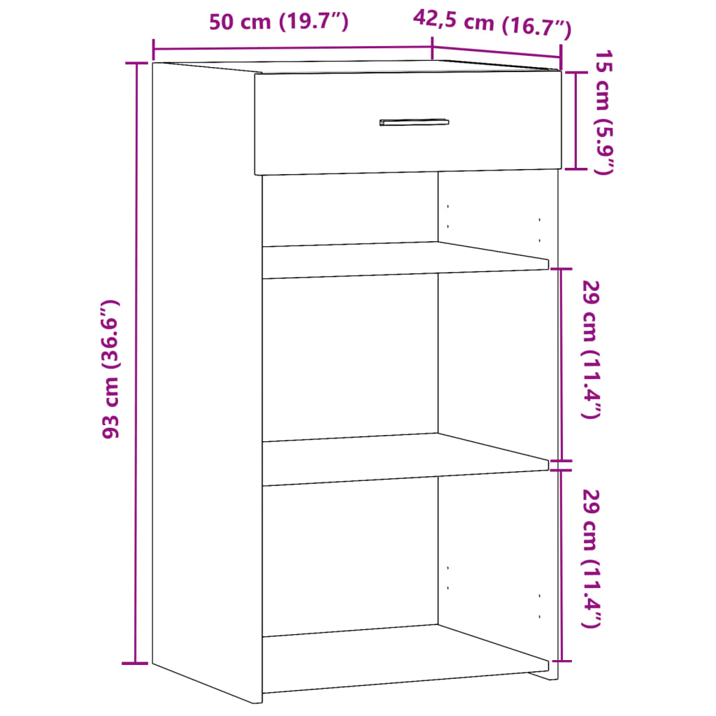 Dressoir 50x42,5x93 cm bewerkt hout grijs sonoma eikenkleurig is nu te koop bij PeponiXL, paradijselijk wonen!