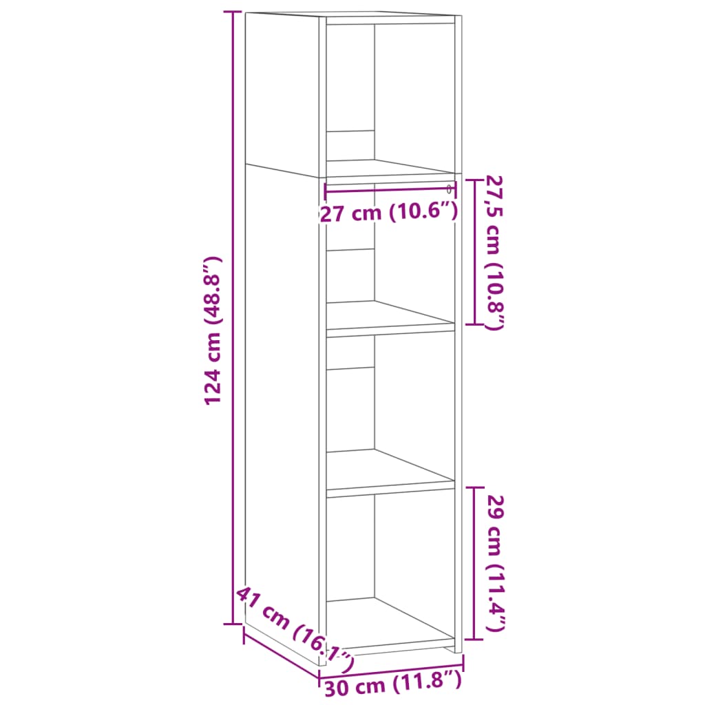Hoge kast 30x41x124 cm bewerkt hout zwart is nu te koop bij PeponiXL, paradijselijk wonen!