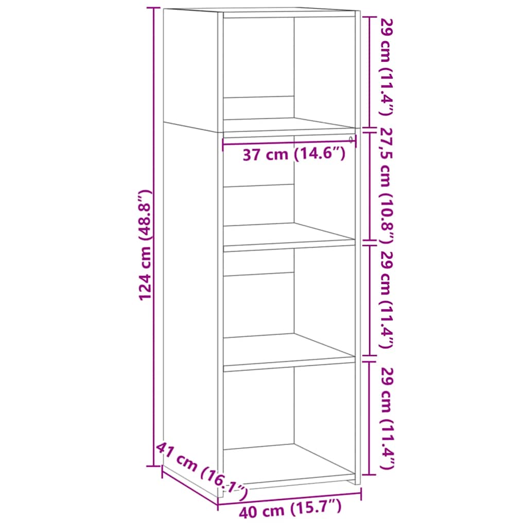 Hoge kast 40x41x124 cm bewerkt hout sonoma eikenkleurig is nu te koop bij PeponiXL, paradijselijk wonen!