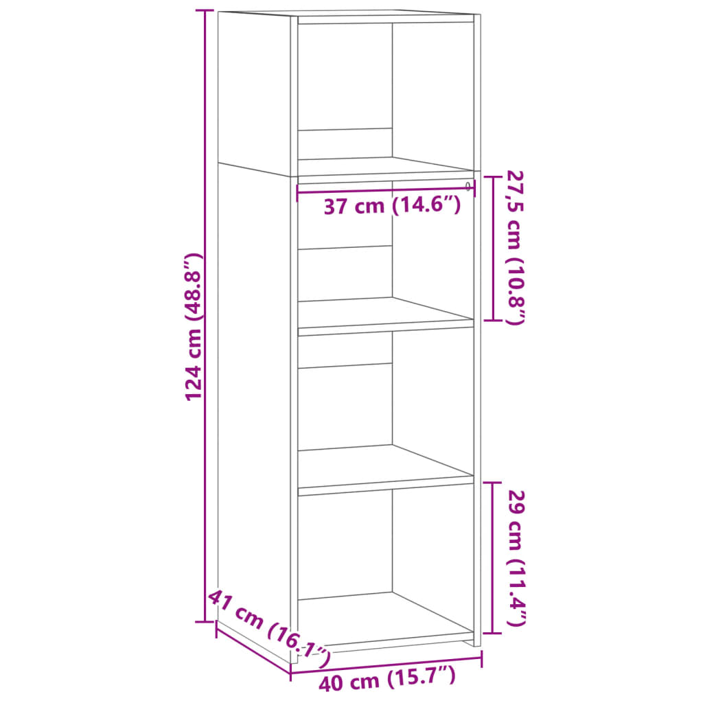 Hoge kast 40x41x124 cm bewerkt hout betongrijs is nu te koop bij PeponiXL, paradijselijk wonen!