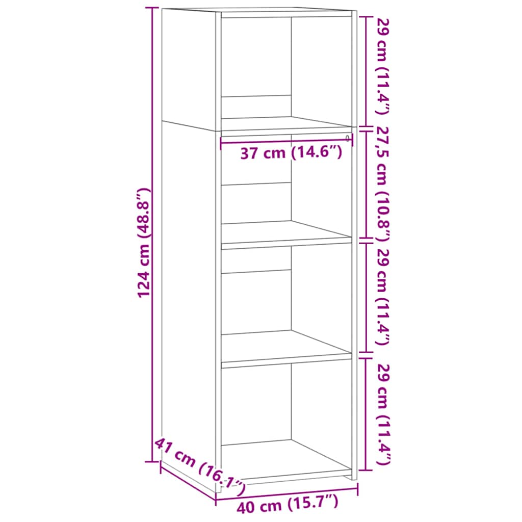 Hoge kast 40x41x124 cm bewerkt hout grijs sonoma eikenkleurig is nu te koop bij PeponiXL, paradijselijk wonen!