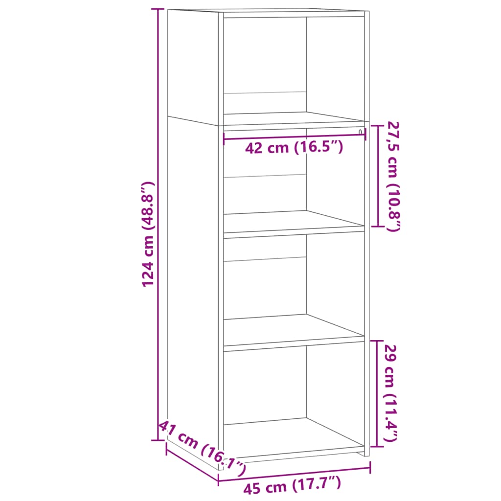 Hoge kast 45x41x124 cm bewerkt hout betongrijs is nu te koop bij PeponiXL, paradijselijk wonen!