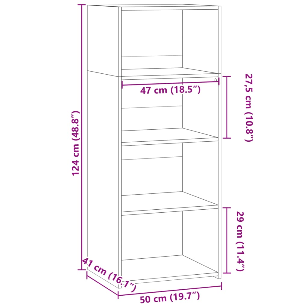 Hoge kast 50x41x124 cm bewerkt hout betongrijs is nu te koop bij PeponiXL, paradijselijk wonen!