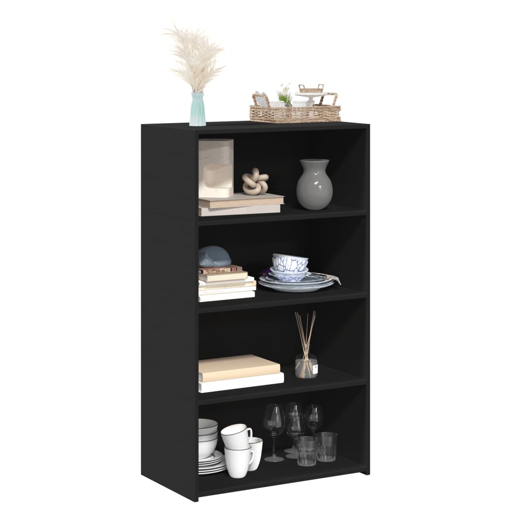 Hoge kast 70x41x124 cm bewerkt hout zwart is nu te koop bij PeponiXL, paradijselijk wonen!