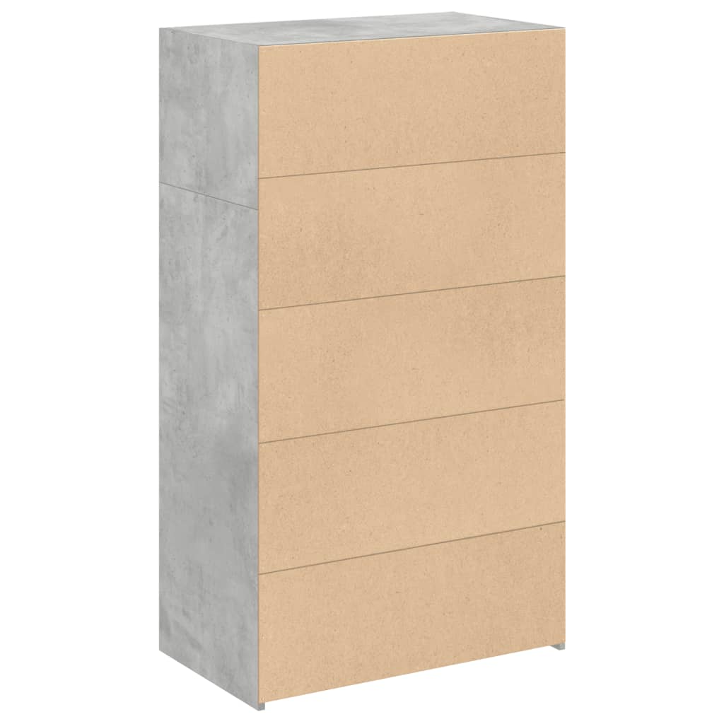 Hoge kast 70x41x124 cm bewerkt hout betongrijs is nu te koop bij PeponiXL, paradijselijk wonen!