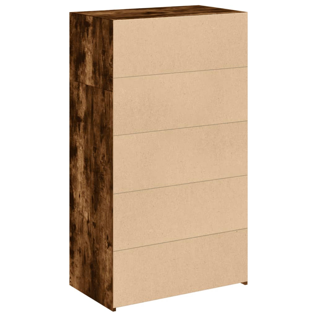 Hoge kast 70x41x124 cm bewerkt hout gerookt eikenkleurig is nu te koop bij PeponiXL, paradijselijk wonen!