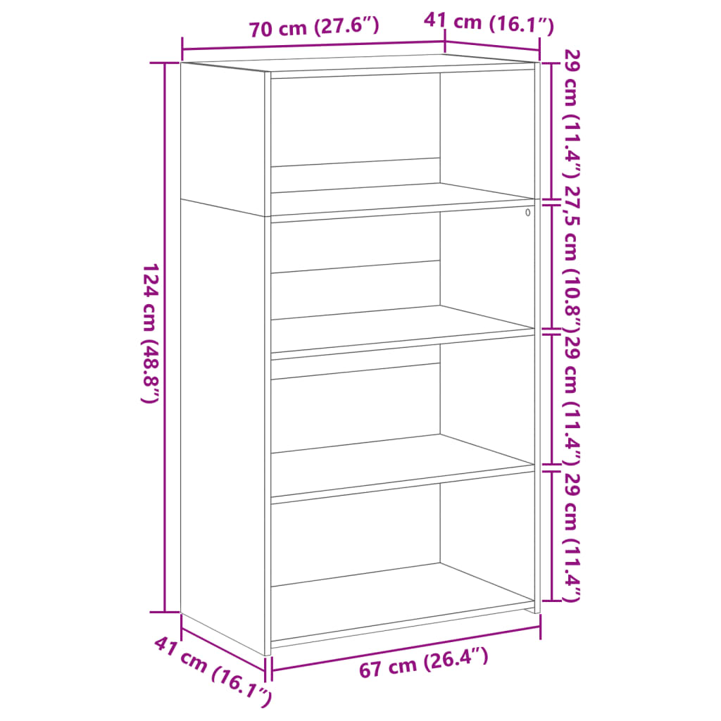 Hoge kast 70x41x124 cm bewerkt hout gerookt eikenkleurig is nu te koop bij PeponiXL, paradijselijk wonen!