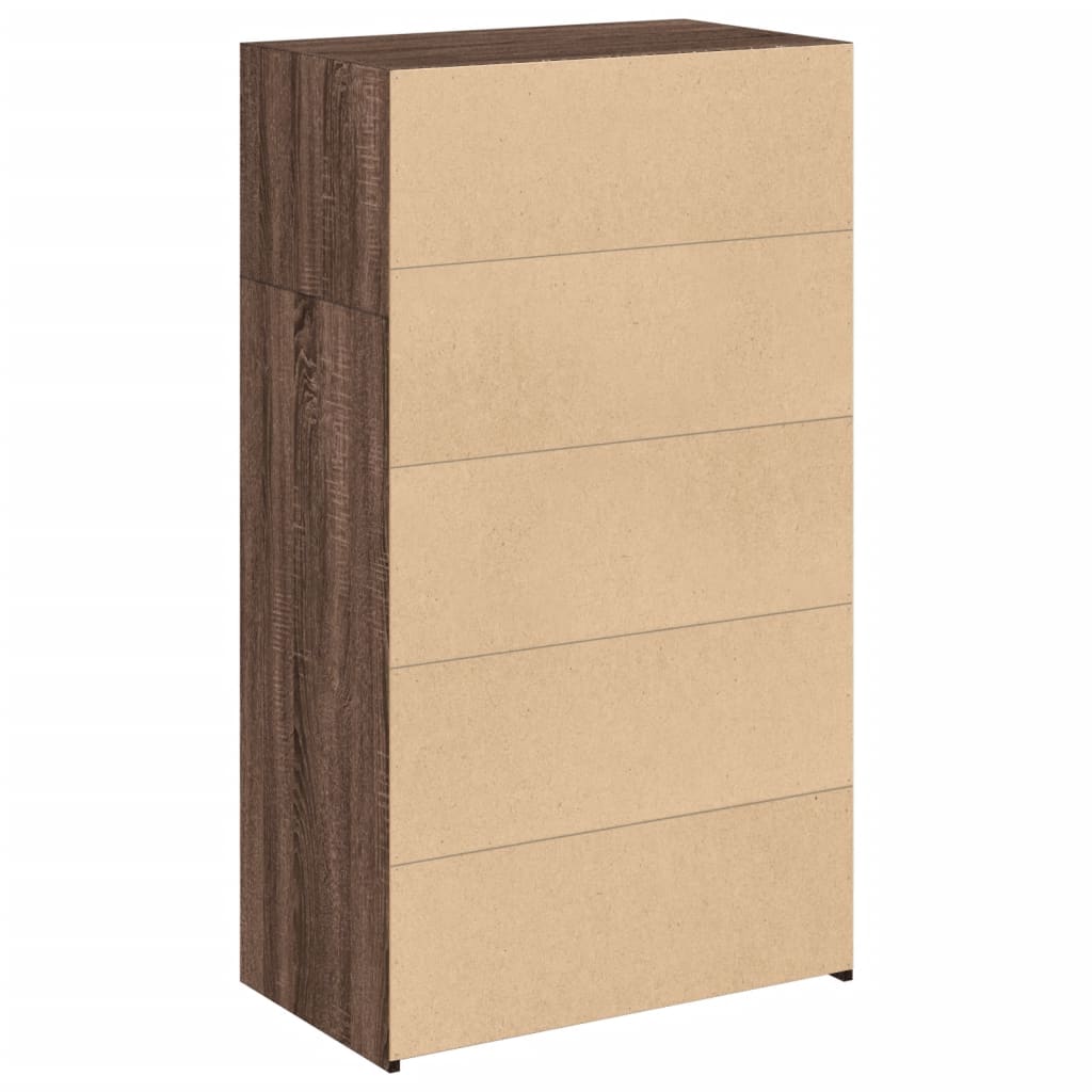 Hoge kast 70x41x124 cm bewerkt hout bruin eikenkleur is nu te koop bij PeponiXL, paradijselijk wonen!