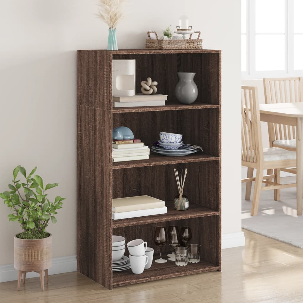 Hoge kast 70x41x124 cm bewerkt hout bruin eikenkleur is nu te koop bij PeponiXL, paradijselijk wonen!
