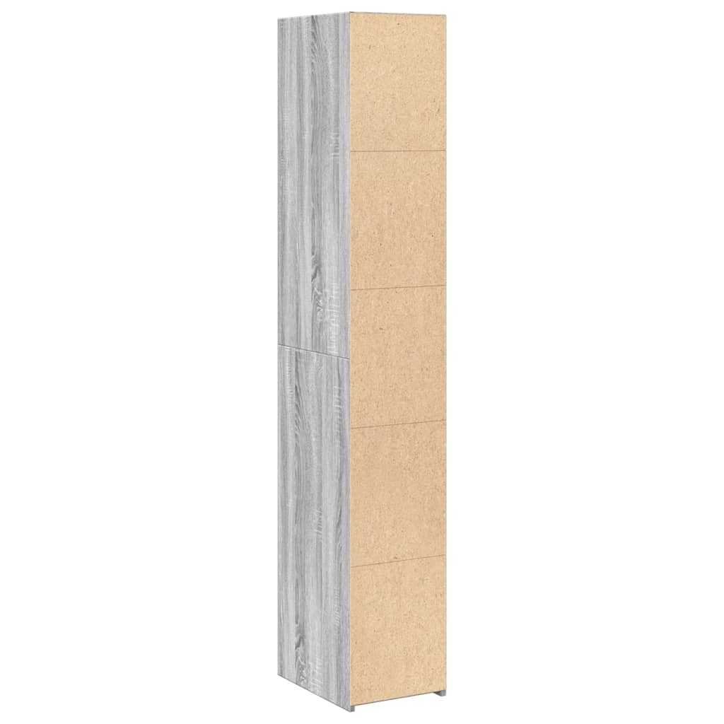 Hoge kast 30x41x185 cm bewerkt hout grijs sonoma eikenkleurig is nu te koop bij PeponiXL, paradijselijk wonen!