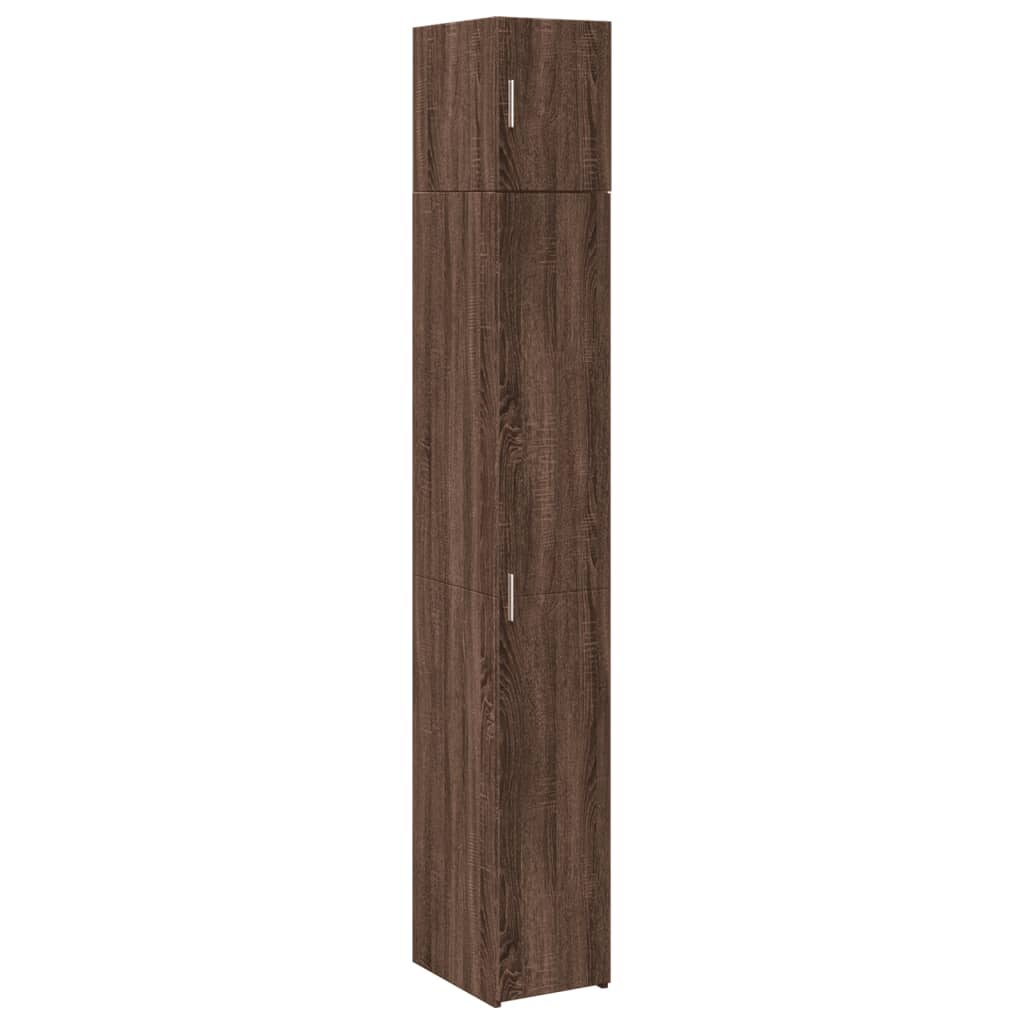 Opbergkast smal 30x42,5x225 cm bewerkt hout bruin eikenkleurig is nu te koop bij PeponiXL, paradijselijk wonen!