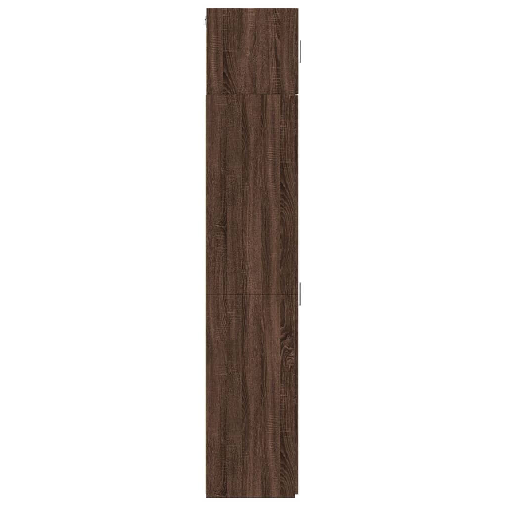 Opbergkast smal 30x42,5x225 cm bewerkt hout bruin eikenkleurig is nu te koop bij PeponiXL, paradijselijk wonen!