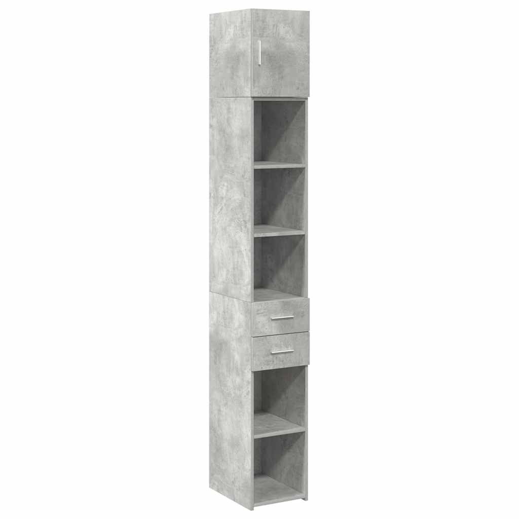 Opbergkast smal 30x42,5x225 cm bewerkt hout betongrijs is nu te koop bij PeponiXL, paradijselijk wonen!