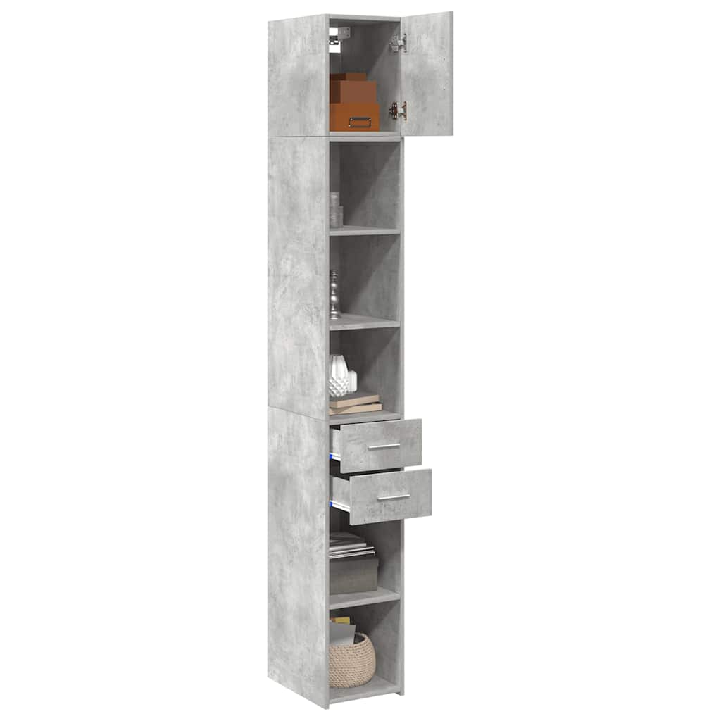 Opbergkast smal 30x42,5x225 cm bewerkt hout betongrijs is nu te koop bij PeponiXL, paradijselijk wonen!