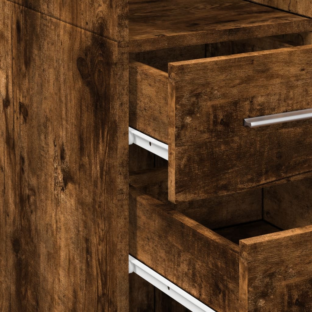 Opbergkast smal 30x42,5x225 cm bewerkt hout gerookt eikenkleur is nu te koop bij PeponiXL, paradijselijk wonen!