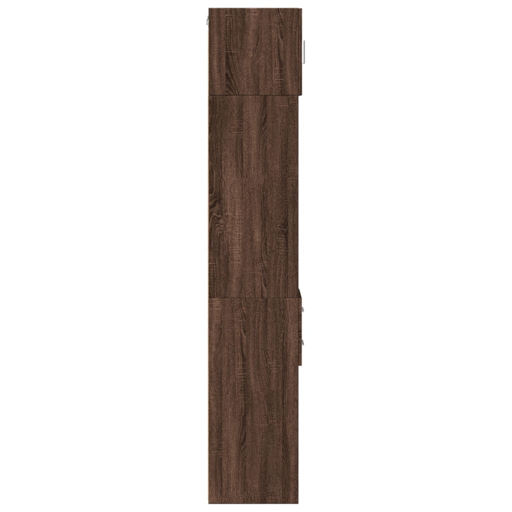 Opbergkast smal 30x42,5x225 cm bewerkt hout bruin eikenkleurig is nu te koop bij PeponiXL, paradijselijk wonen!