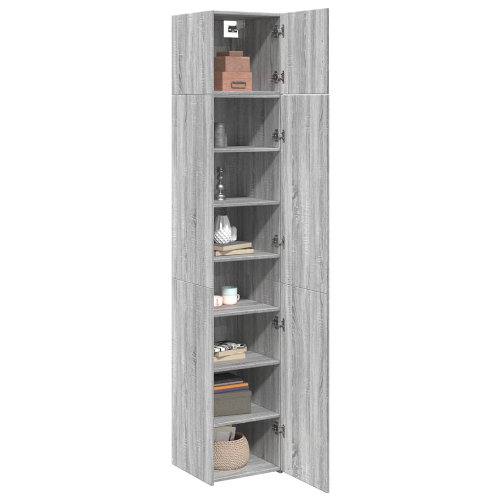 Opbergkast smal 40x42,5x225 cm bewerkt hout grijs sonoma eiken is nu te koop bij PeponiXL, paradijselijk wonen!