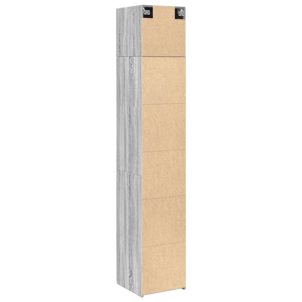 Opbergkast smal 40x42,5x225 cm bewerkt hout grijs sonoma eiken is nu te koop bij PeponiXL, paradijselijk wonen!