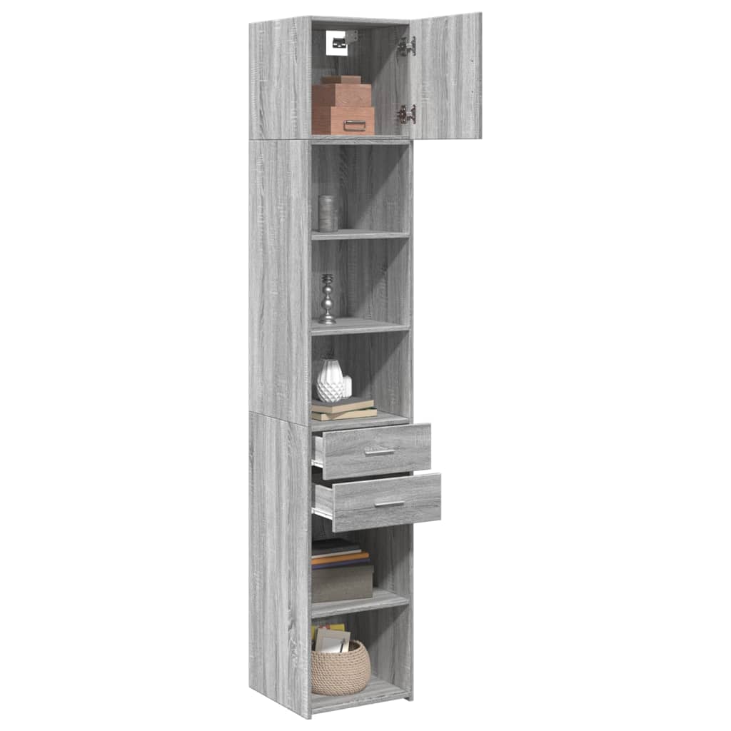 Opbergkast smal 40x42,5x225 cm bewerkt hout grijs sonoma eiken is nu te koop bij PeponiXL, paradijselijk wonen!