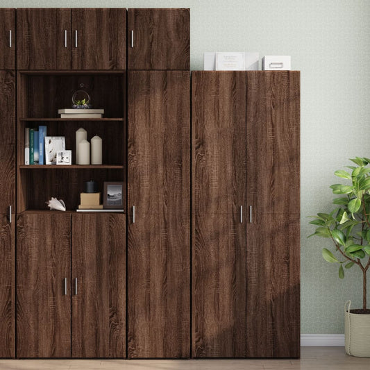 Opbergkast smal 40x42,5x225 cm bewerkt hout bruin eikenkleurig is nu te koop bij PeponiXL, paradijselijk wonen!