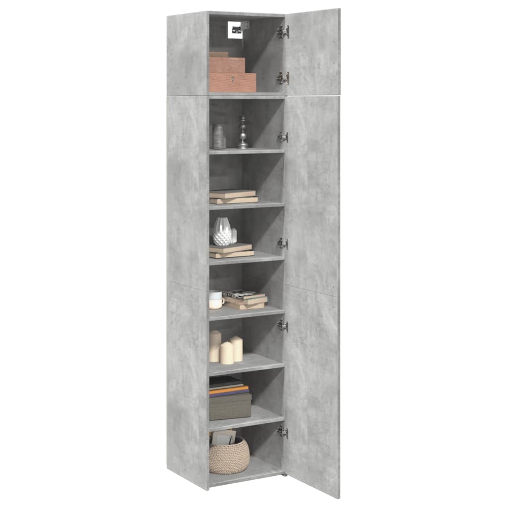 Opbergkast smal 45x42,5x225 cm bewerkt hout betongrijs is nu te koop bij PeponiXL, paradijselijk wonen!