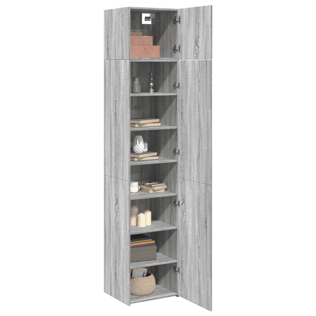 Opbergkast smal 45x42,5x225 cm bewerkt hout grijs sonoma eiken is nu te koop bij PeponiXL, paradijselijk wonen!