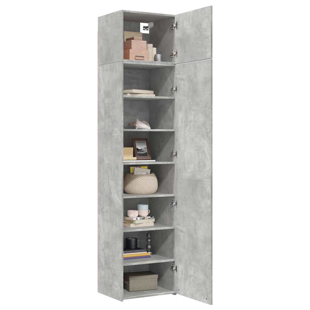 Opbergkast smal 50x42,5x225 cm bewerkt hout betongrijs is nu te koop bij PeponiXL, paradijselijk wonen!