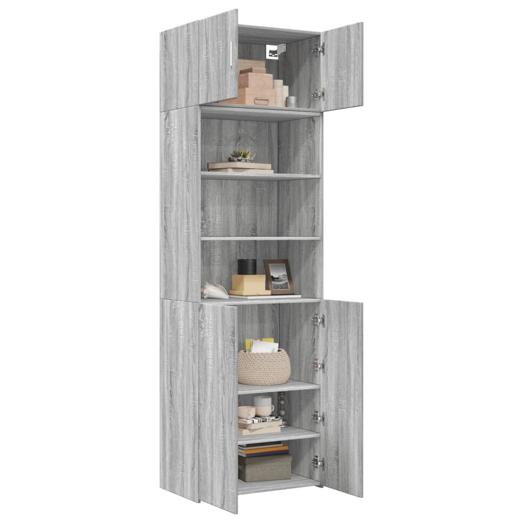 Opbergkast 70x42,5x225 cm bewerkt hout grijs sonoma eikenkleur is nu te koop bij PeponiXL, paradijselijk wonen!