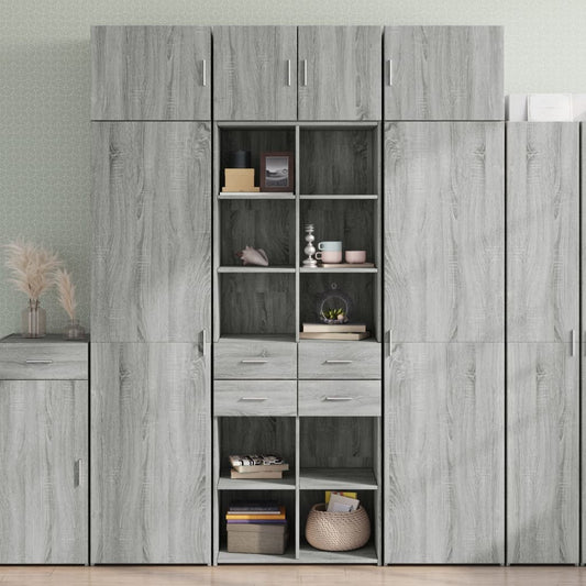 Opbergkast 70x42,5x225 cm bewerkt hout grijs sonoma eikenkleur is nu te koop bij PeponiXL, paradijselijk wonen!