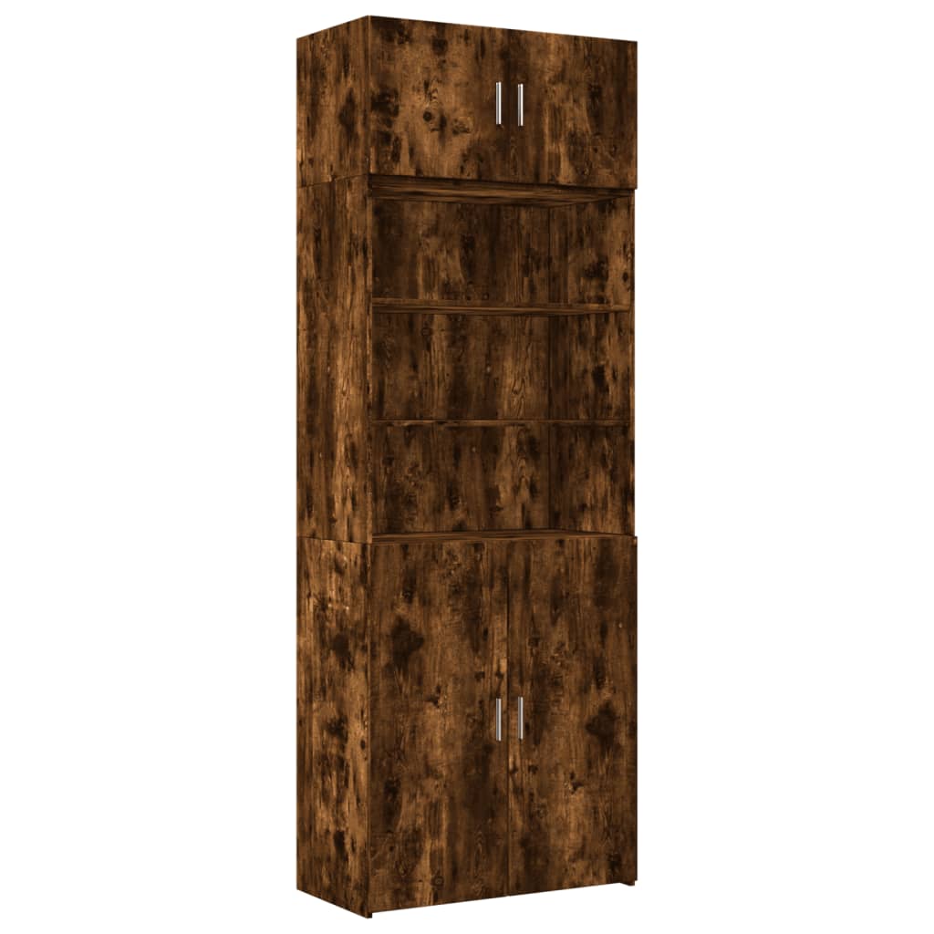Opbergkast 80x42,5x225 cm bewerkt hout gerookt eikenkleur is nu te koop bij PeponiXL, paradijselijk wonen!