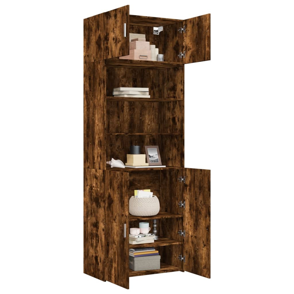 Opbergkast 80x42,5x225 cm bewerkt hout gerookt eikenkleur is nu te koop bij PeponiXL, paradijselijk wonen!