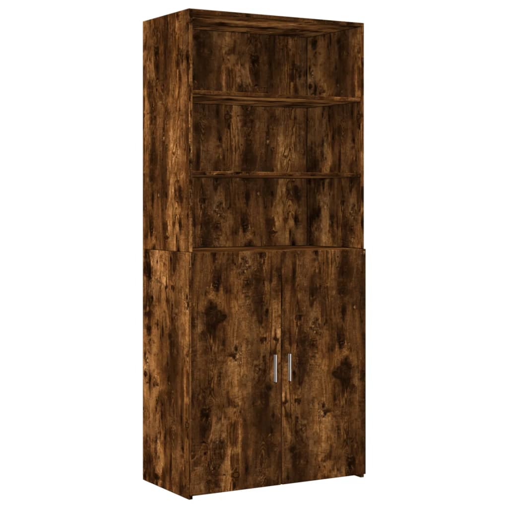 Opbergkast 80x42,5x225 cm bewerkt hout gerookt eikenkleur is nu te koop bij PeponiXL, paradijselijk wonen!