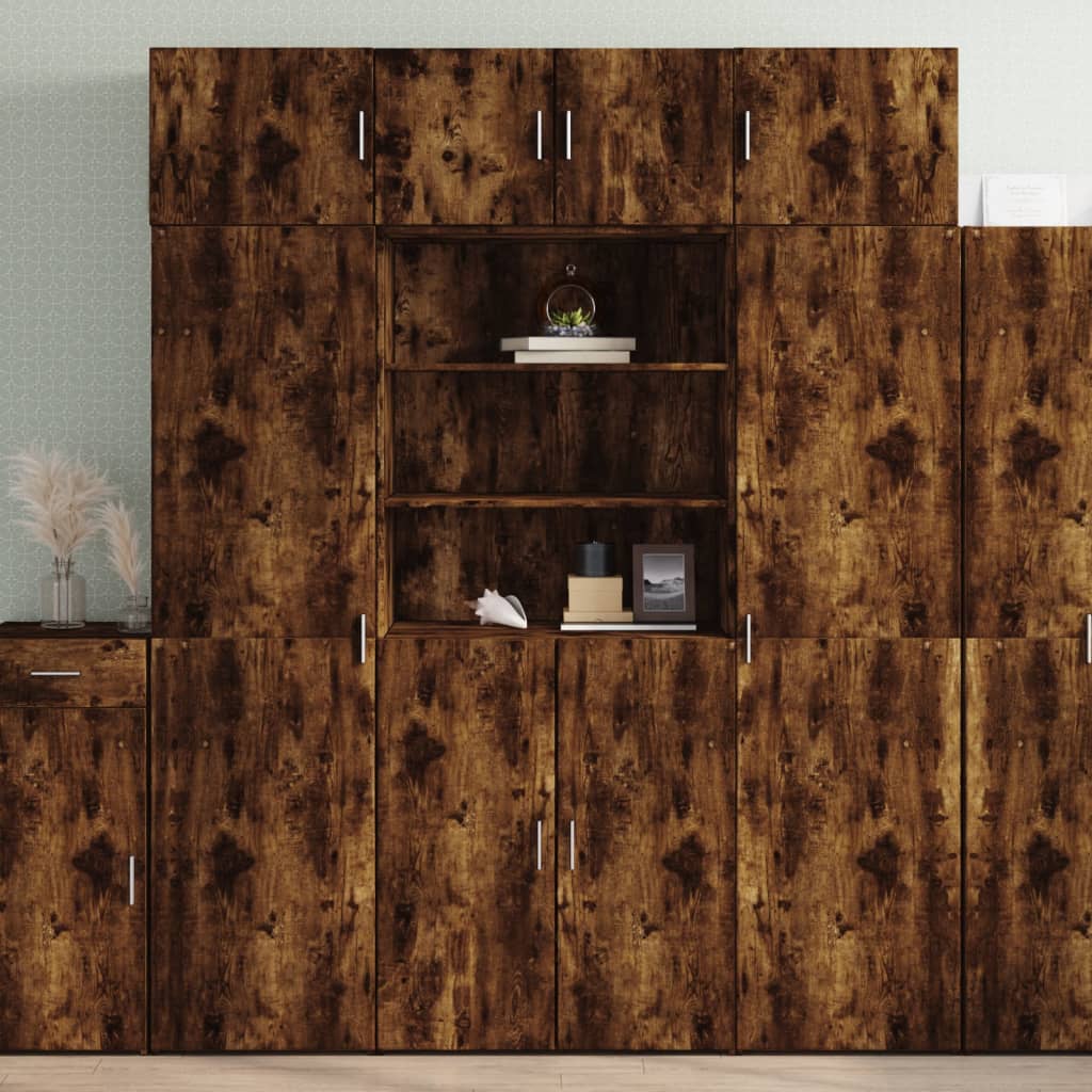 Opbergkast 80x42,5x225 cm bewerkt hout gerookt eikenkleur is nu te koop bij PeponiXL, paradijselijk wonen!