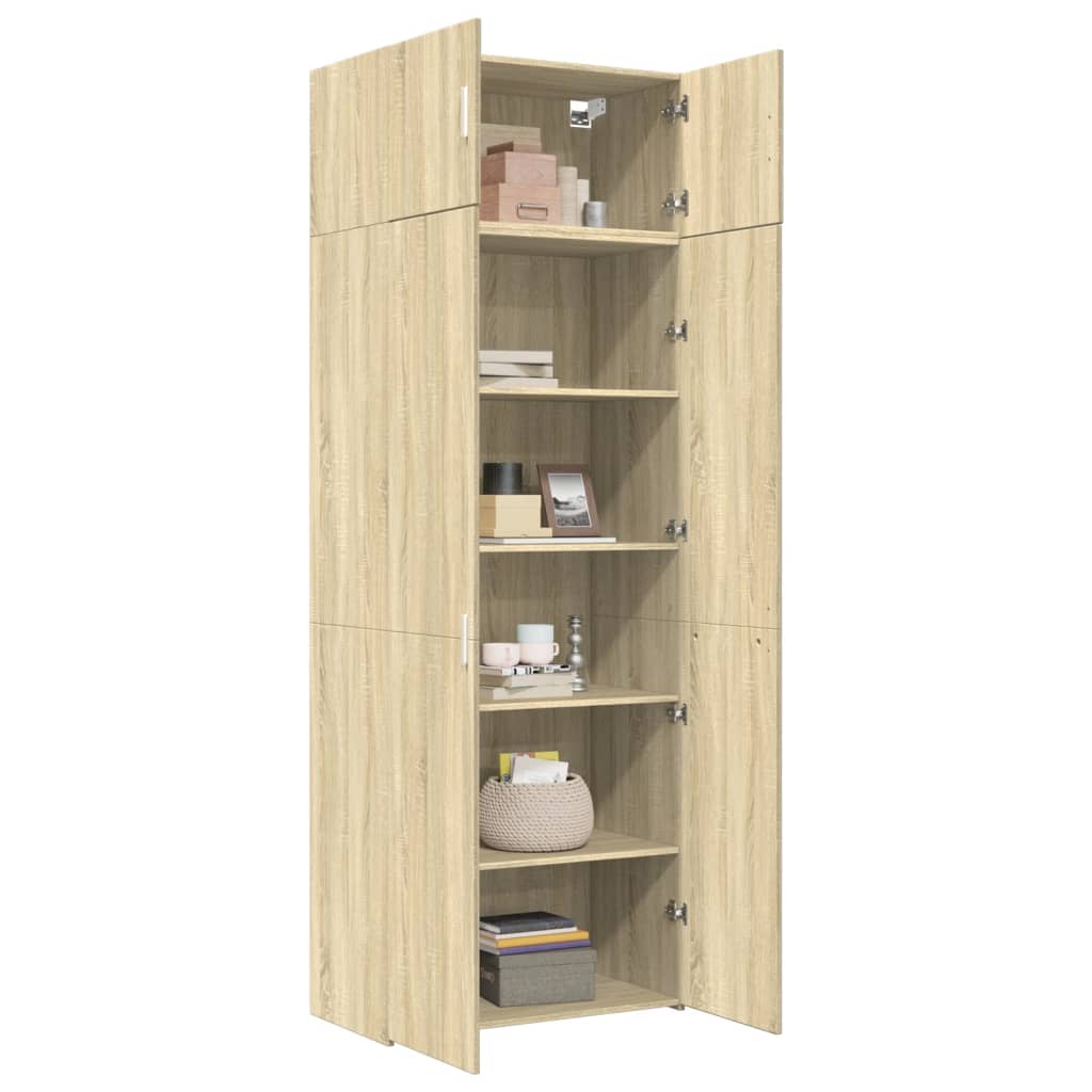 Opbergkast 80x42,5x225 cm bewerkt hout sonoma eikenkleurig is nu te koop bij PeponiXL, paradijselijk wonen!