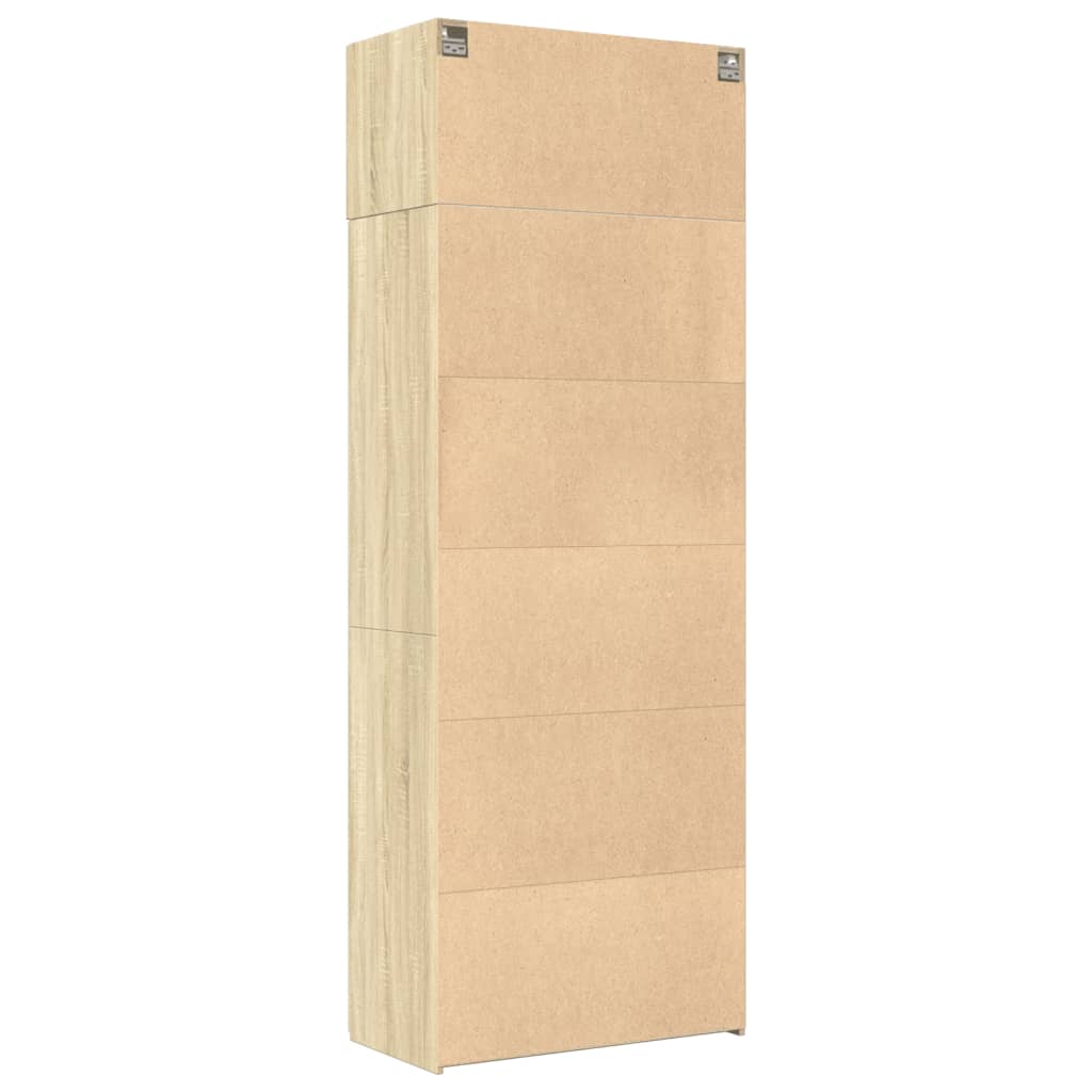 Opbergkast 80x42,5x225 cm bewerkt hout sonoma eikenkleurig is nu te koop bij PeponiXL, paradijselijk wonen!