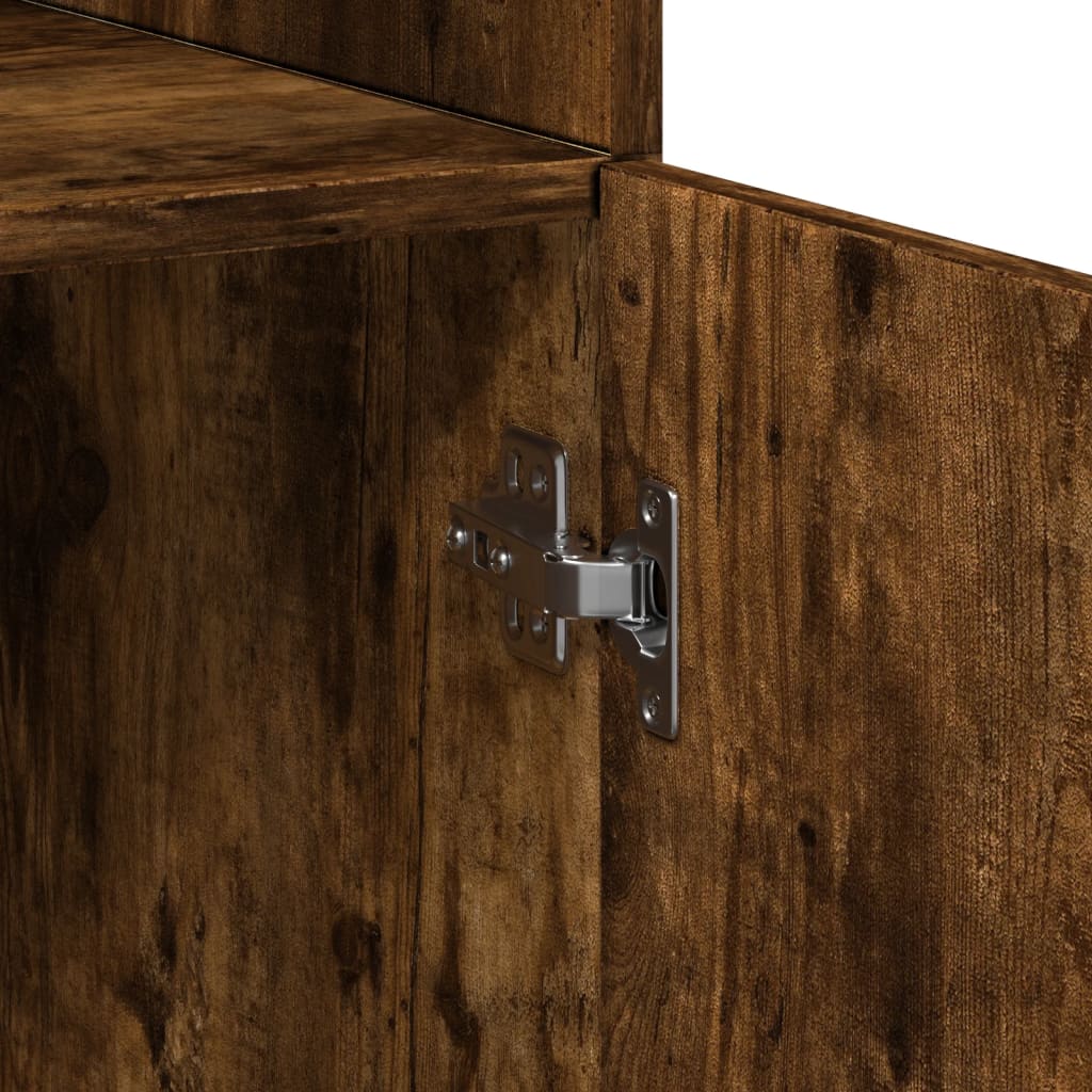 Hoge kast 80x42,5x249 cm bewerkt hout gerookt eikenkleurig