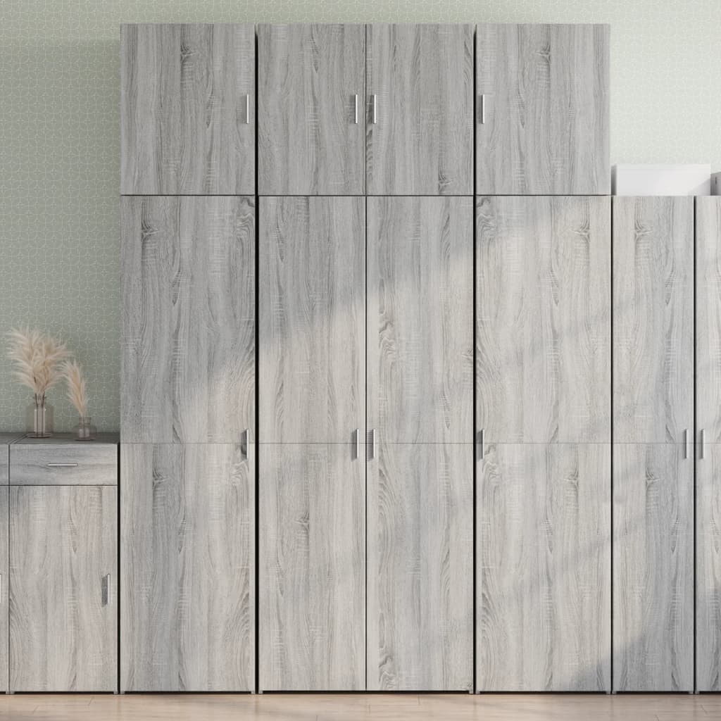 Hoge kast 80x42,5x249 cm bewerkt hout grijs sonoma eikenkleurig is nu te koop bij PeponiXL, paradijselijk wonen!