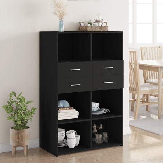 Hoge kast 80x42,5x124 cm bewerkt hout zwart is nu te koop bij PeponiXL, paradijselijk wonen!