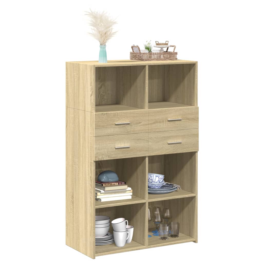 Hoge kast 80x42,5x124 cm bewerkt hout sonoma eikenkleurig is nu te koop bij PeponiXL, paradijselijk wonen!