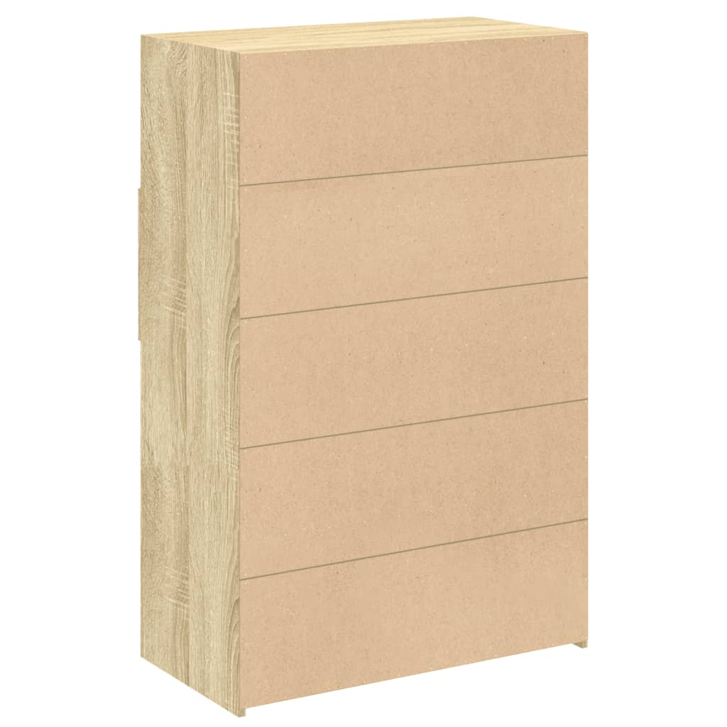 Hoge kast 80x42,5x124 cm bewerkt hout sonoma eikenkleurig is nu te koop bij PeponiXL, paradijselijk wonen!