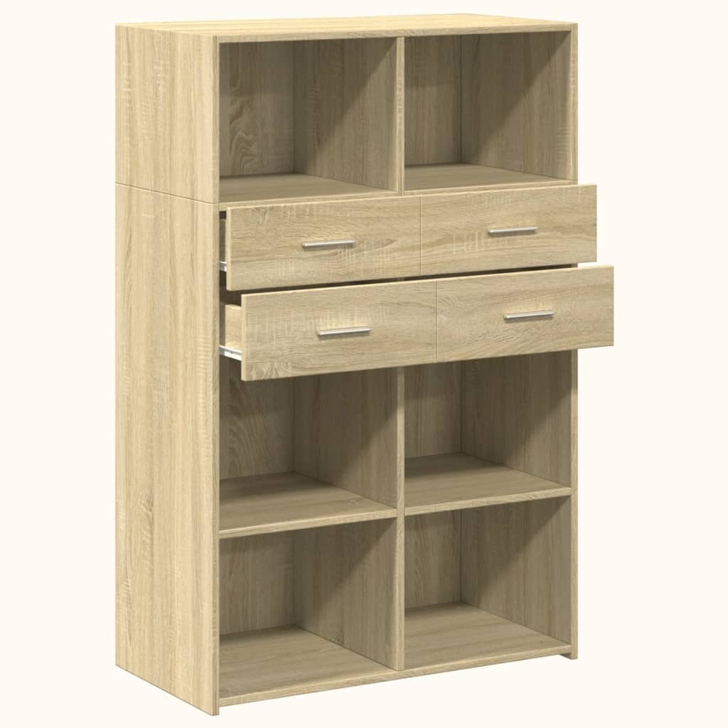 Hoge kast 80x42,5x124 cm bewerkt hout sonoma eikenkleurig is nu te koop bij PeponiXL, paradijselijk wonen!