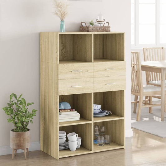 Hoge kast 80x42,5x124 cm bewerkt hout sonoma eikenkleurig is nu te koop bij PeponiXL, paradijselijk wonen!