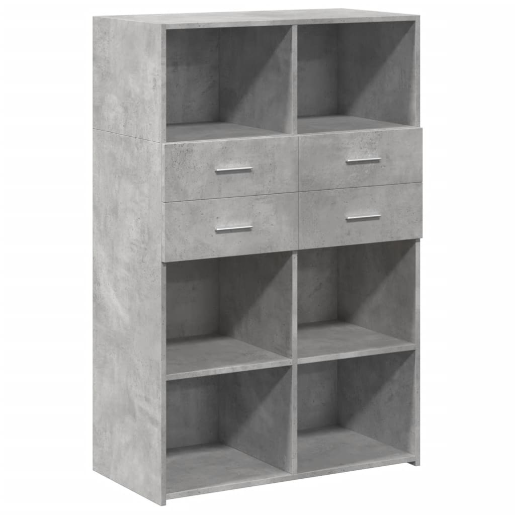 Hoge kast 80x42,5x124 cm bewerkt hout betongrijs is nu te koop bij PeponiXL, paradijselijk wonen!